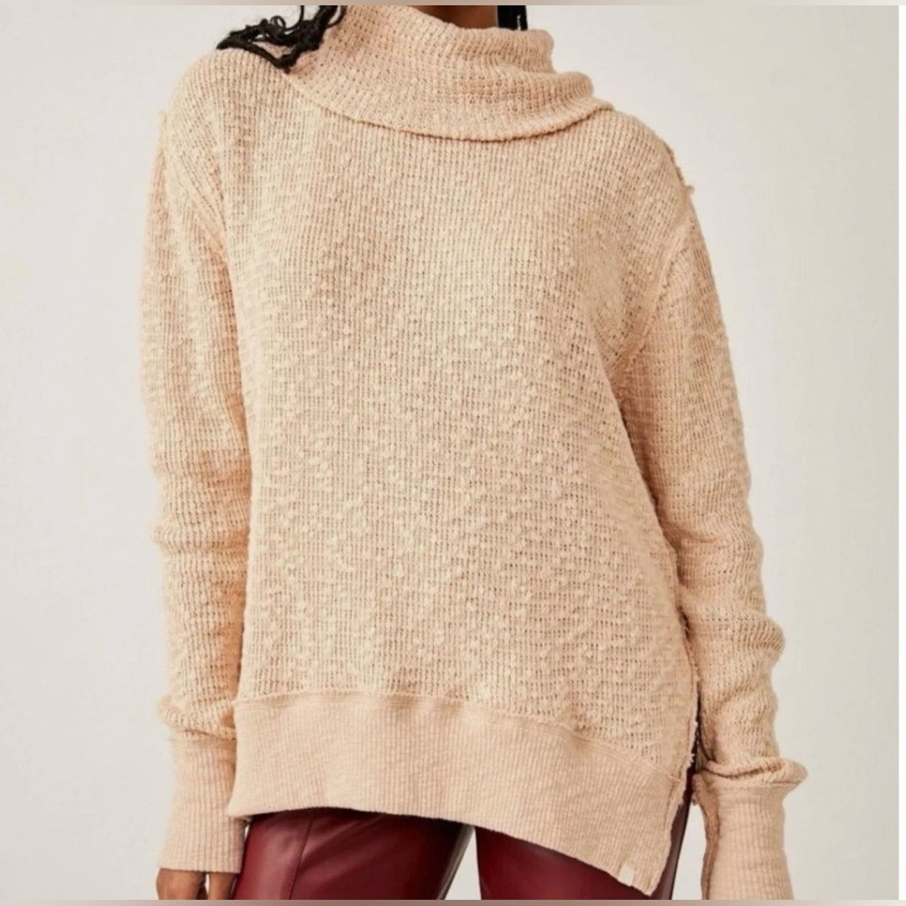 Free People We The Free Tommy Turtleneck Sweater Side Slits Relaxed Fit Size M